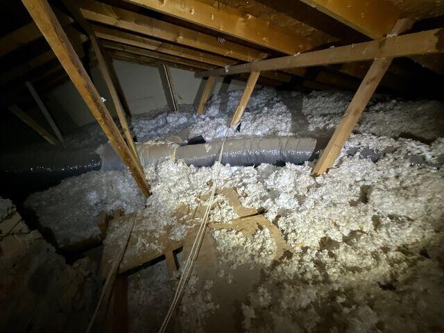Attic areas in need of Insulation.