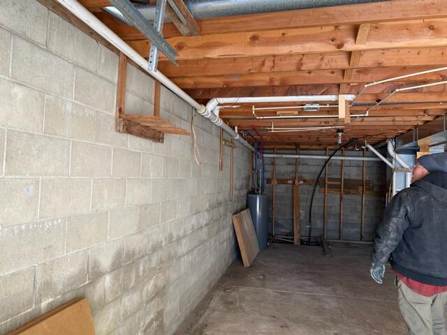 Before - Bowing Wall in Basement