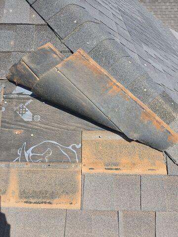Damage to the shingles