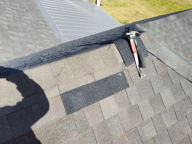 Replacement of damage shingles.