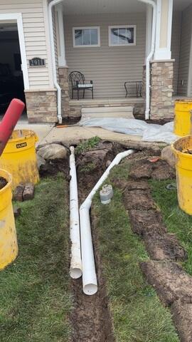 During Downspout Installation