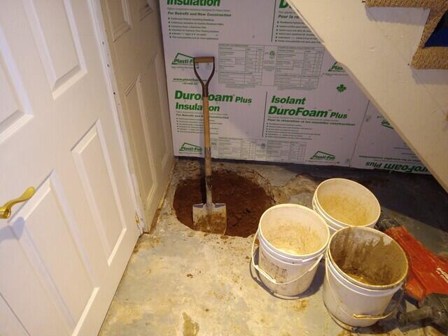 Hole for sump liner.