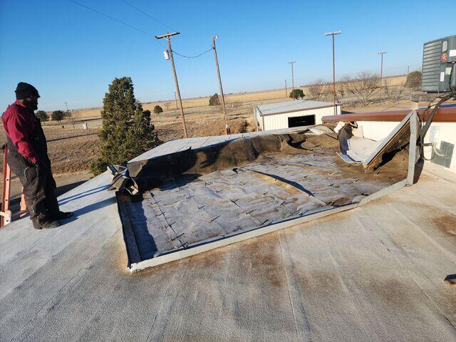 Large section was blown off.