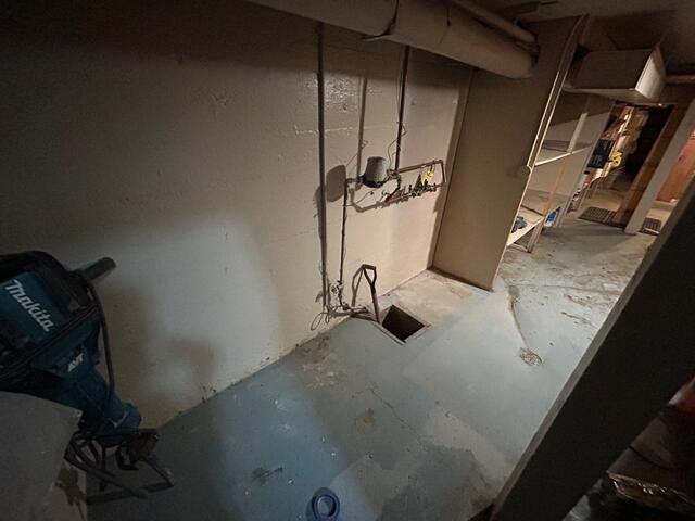 Before the installation of our basement waterproofing system