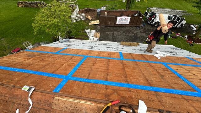 Seams Are Taped and Ice and Water Shield Is Installed