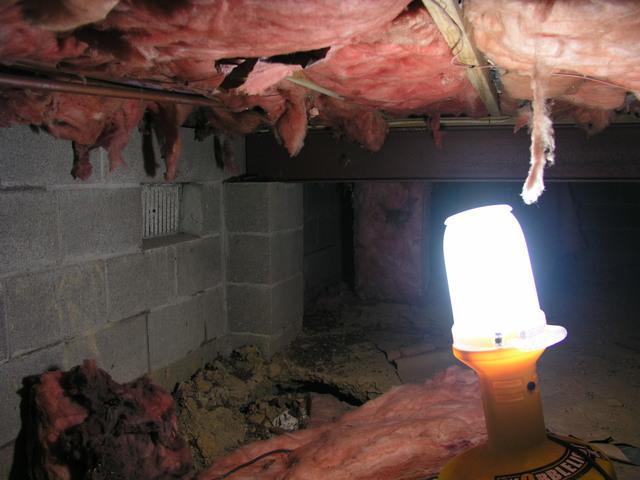 <p>This is the old insulation that was removed. The insulation was falling down because it was wet due to a vented crawl space. </p>