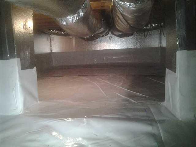 <p>SilverGlo crawl space insulation was installed along the crawl space walls. SilverGlo uses graphite to reflect heat and keep crawl spaces warm.</p>