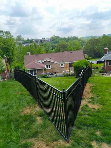 Black 54" Classic / Commercial Grade / 3 Rail / Flush Bottom Aluminum Fence/ : Ball Caps, (1) 4' gate / (1) 5' graded gate