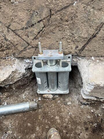 Préparation pour l'installation des poutres de soutiens (Push Piers)