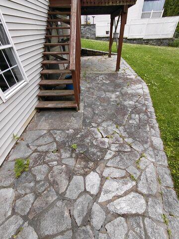 Stone Patio before cleaning