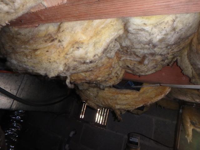 Due to the vents in the crawl space, warm and cool air flow in and out causing high humidity in the crawl space. This allows the insulation to sag away from the sub floor making it useless. 