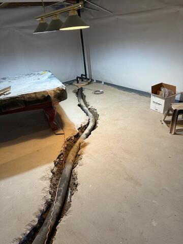 Internal weeping tile installed