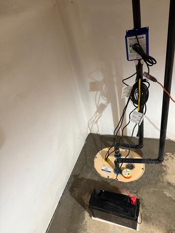 TripleSafe sump pump installed with battery backup