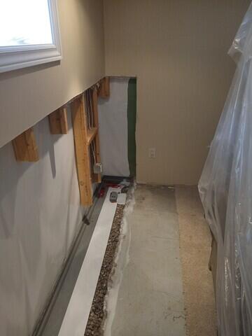 Wall removed and trench