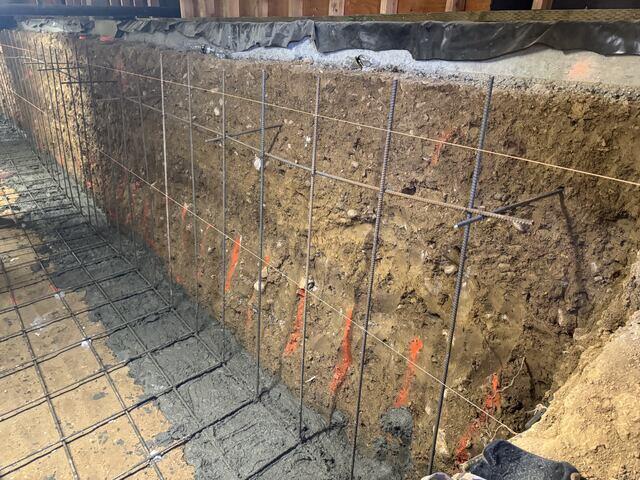 Wall Prep with Soil Nails and Rebar