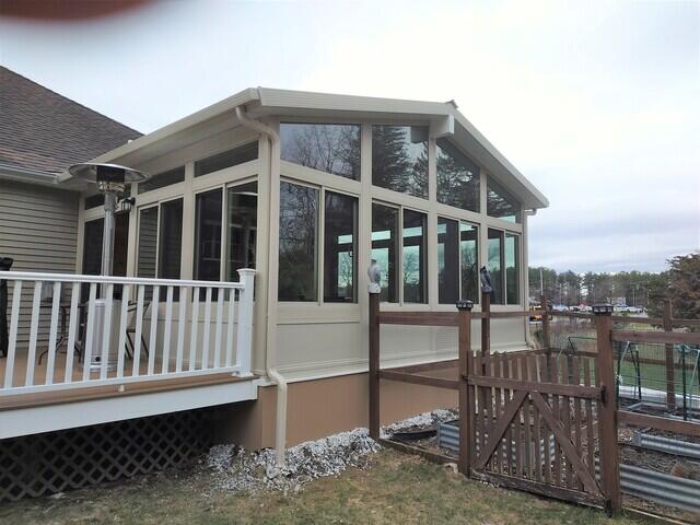 Exterior view showing new deck.
