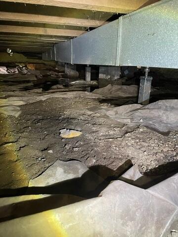 SmartJack® Supports Installed on Exposed Crawl Space Floor