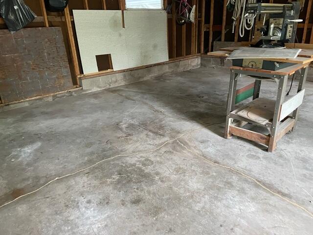 Cracked Garage Slab Prepped for PolyLevel® Lift