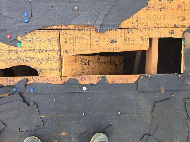 Broken and damaged decking.