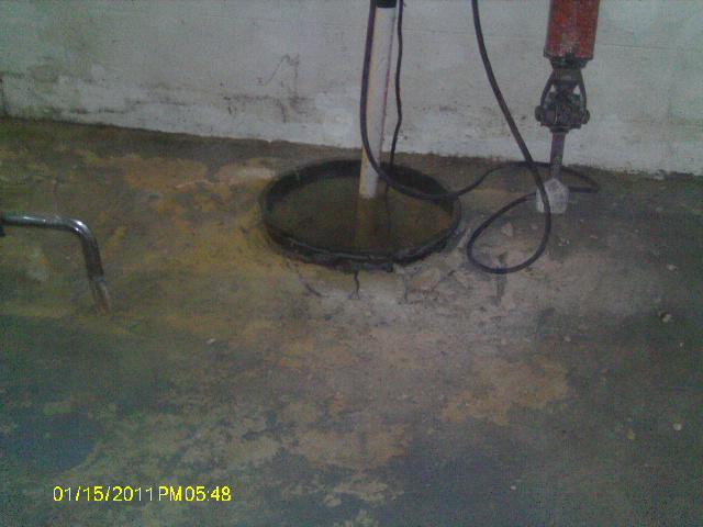 This sump pump system was not very effective in keeping this basement dry. The sump does not have a lid which will allow for an array of issues. For one, without a proper lid, the sump is susceptible to debris falling in and disrupting the system. With an airtight lid, moisture will eventually rise back into space. If a homeowner is concerned about Radon gas, having an open sump pump may act as the perfect entryway for the deadly gas to seep in. 