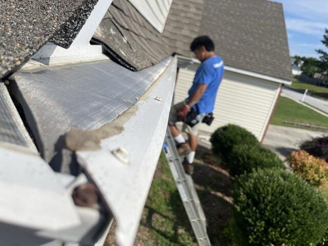 Missing gutters and assessing the situation