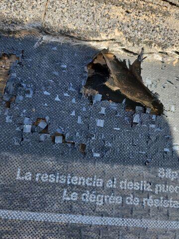 Damaged roof underlayment.
