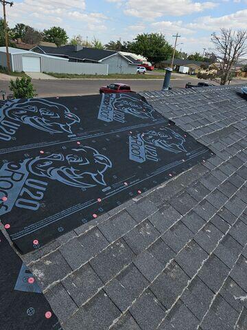 Temporary roof repair.