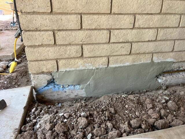 Mesa, AZ Stem Wall Repair in Progress - Composite Rebar & Rust Inhibitor Applied