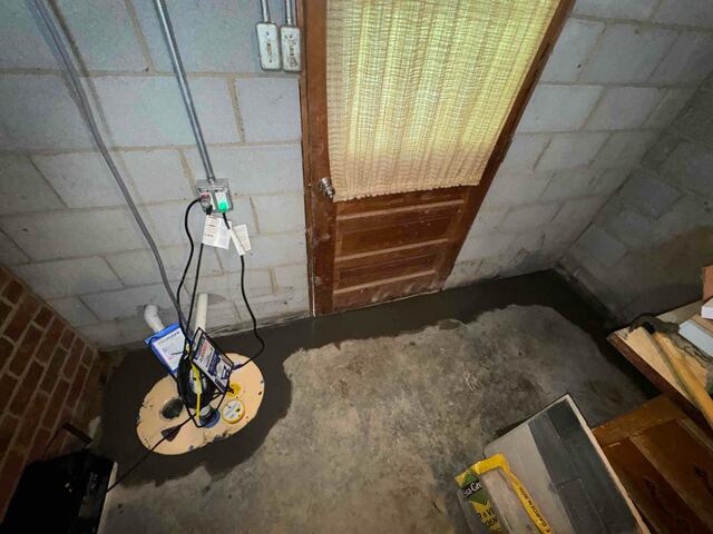 Interior Sump Pump System with Perimeter Drain - Greensboro, NC