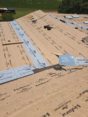 Installment of VeloraOne Klaus Roofing and Sealoron XT Ice and Water.