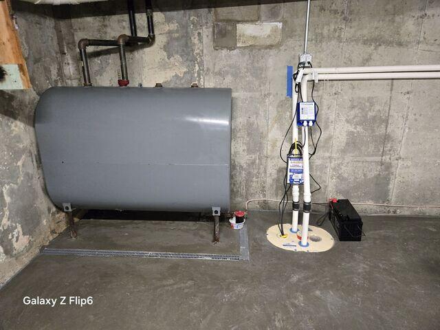 New Poured Slab, TripleSafe Sump Pump, TrenchDrain