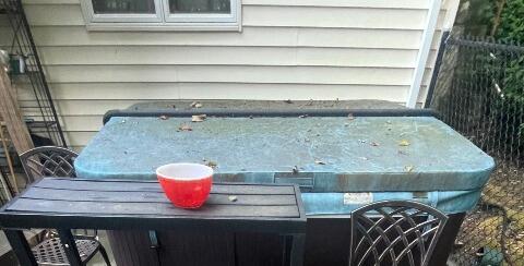 Hot tub cover with mildew before cleaning