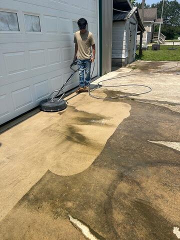 Concrete Pad-During Cleaning