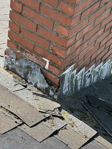Before Roof Replacement- Chimney Flashing