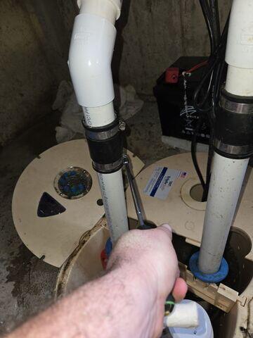 Close-Up of Installed TripleSafe Sump Pump System