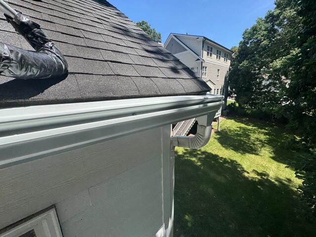 Roof view of Gutter Shutter installation