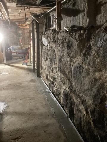 WaterGuard Cemented into the Foundation Floor