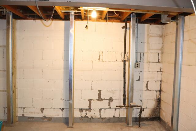 Fully Stabilized Basement Wall After Repair