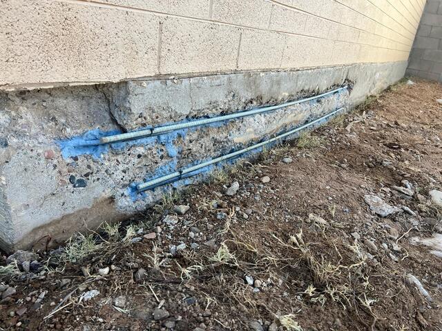 Corner prep - blue protective epoxy on stemwall reinforcement