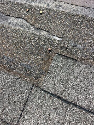 Storm damaged shingles