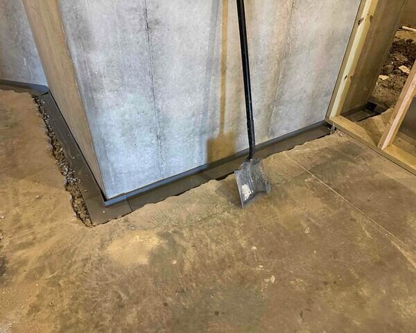 WaterGuard System Being Installed in Another Area of the Basement