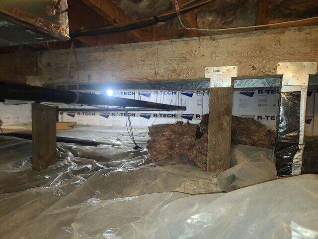 Before We Fixed It: A Thin, Overly Loose Crawl Space Liner With Collapsing Insulation