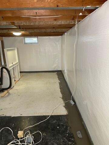 Finished Waterproofing System Along Basement Wall