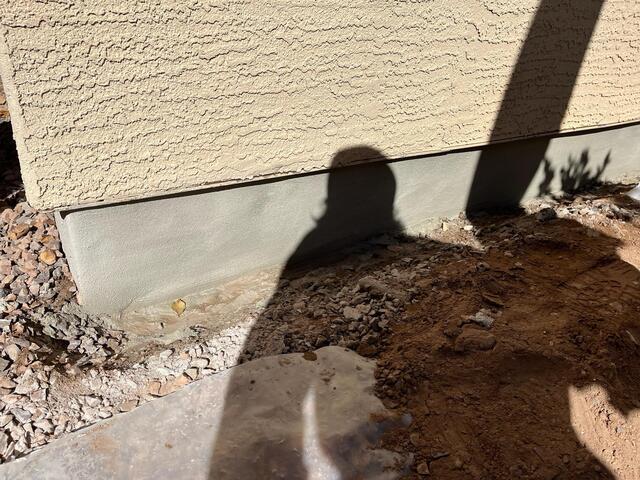 Smooth parge coat - stem wall foundation (After) in Queen Creek, AZ