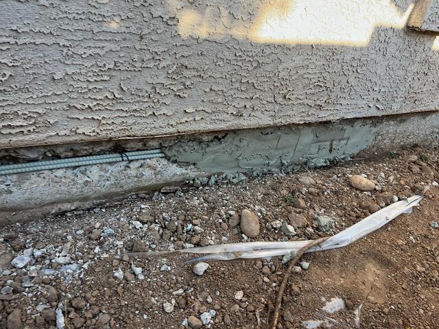 Fresh cement over new rebar - sealing the stem wall