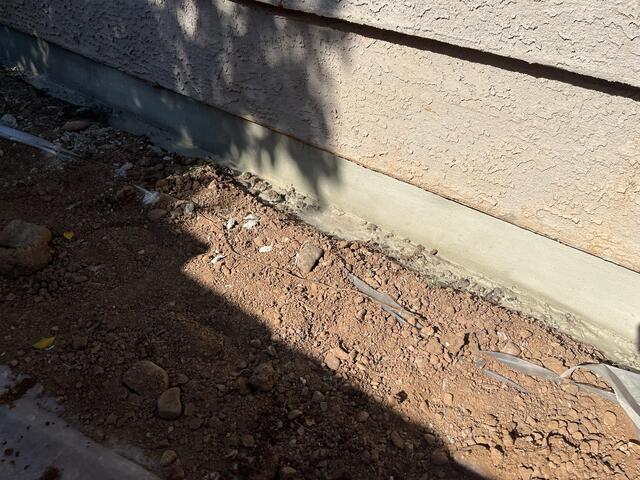 Glendale AZ side yard - stem wall foundation inspection