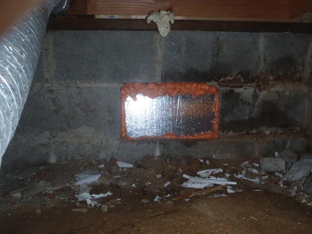 Dr. Energy Saver Delmarva has begun to seal off the vents in the crawl space using insulated vent covers. This will prevent future air leakage. 