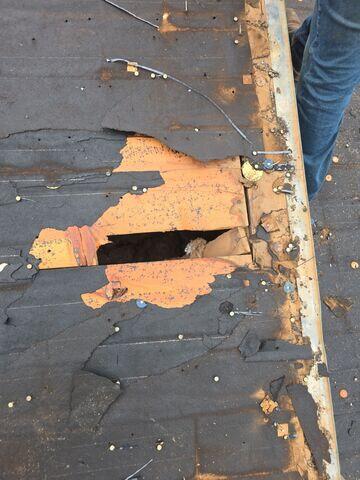 Damage to the decking.