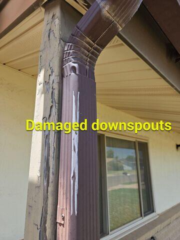 Damage to gutters.