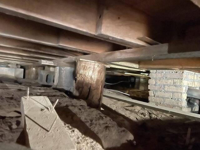 Temporary Wooden Support in Crawl Space